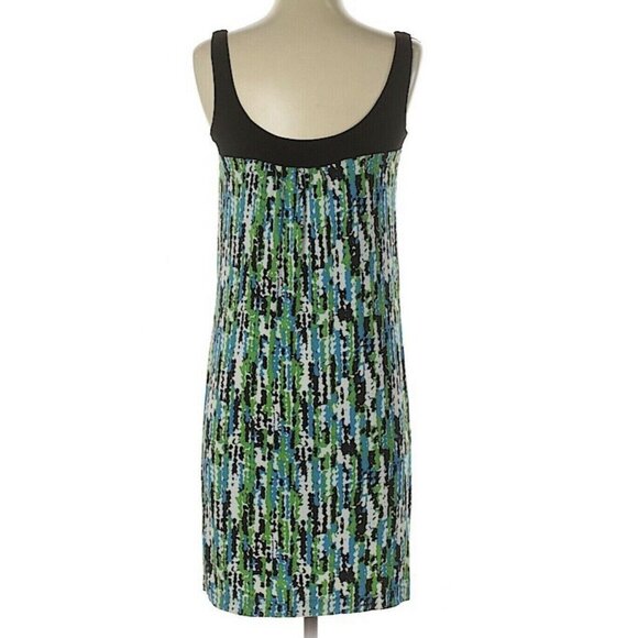 Morgan McFeeters Casual Shift Dress Womens Size 2 Green Black Sleeveless Floral - Picture 2 of 5